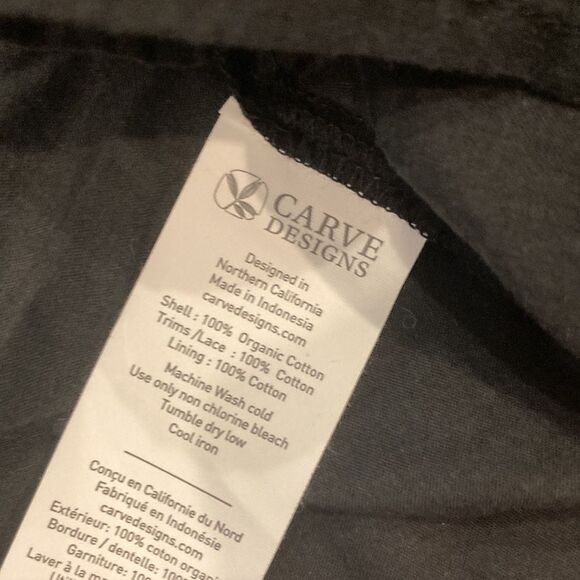 Carve Design 100% Organic Cotton Black Tier Tie Shoulder Prairie Kiera Dress XS - Picture 10 of 10